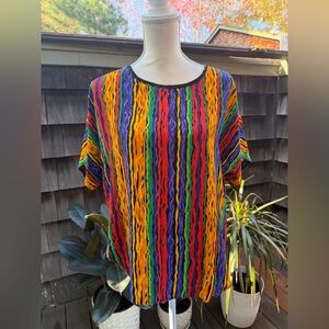 Vintage 80s top multicolor abstract print Sz large by Platinum Dorothy Schoelen.